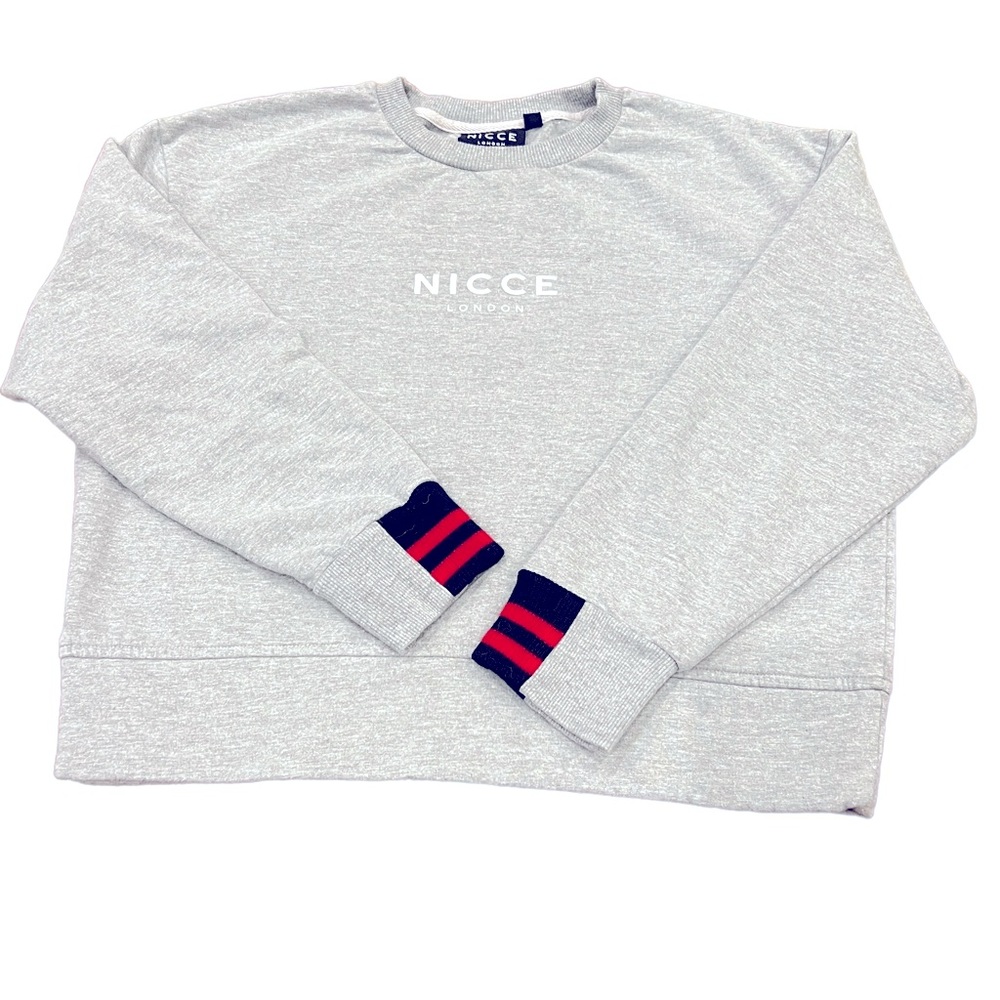 NICCE LONDON Cropped Crew Neck Sweatshirt Women’s Small Heather Grey